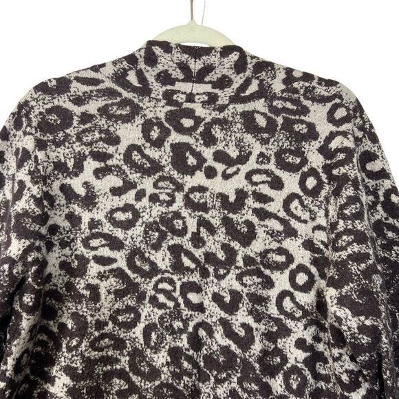 New Chico's Women's 100%Wool Knit Animal Print Ombre Open Cardigan Size 2 large - Picture 7 of 16
